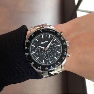 Fossil men’s black stainless watch